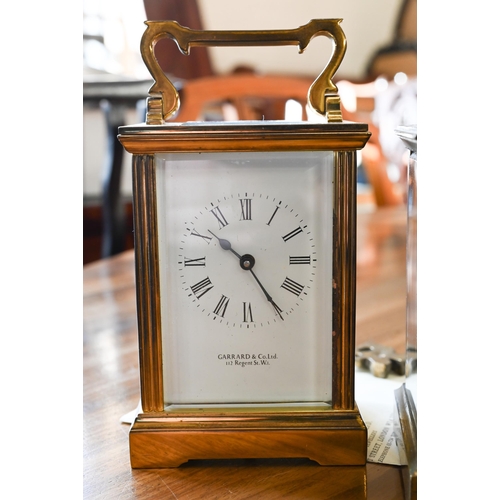 404 - A Garrard & Co. Ltd carriage clock (1984), 15 cm o/a, to/w another carriage clock, repeat-striki... 