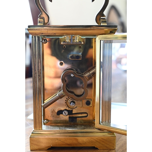 404 - A Garrard & Co. Ltd carriage clock (1984), 15 cm o/a, to/w another carriage clock, repeat-striki... 