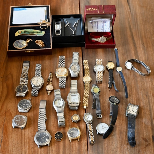 407 - Various wristwatches, including Seiko, Citizen, Rotary, Accurist, Sekonda, etc - all a/f (box)