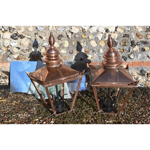 427 - Three reproduction copper street lamps a/f (one without glass)