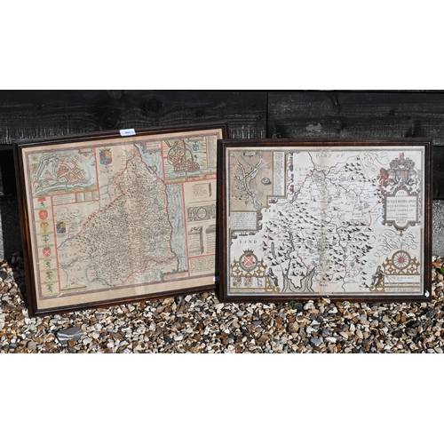 445 - A 17th century county map engraving by John Speed, 'The Countie Westmorland and Kendale the Cheif To... 