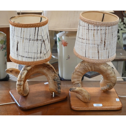 455 - Two ram's horn table-lamps (2)