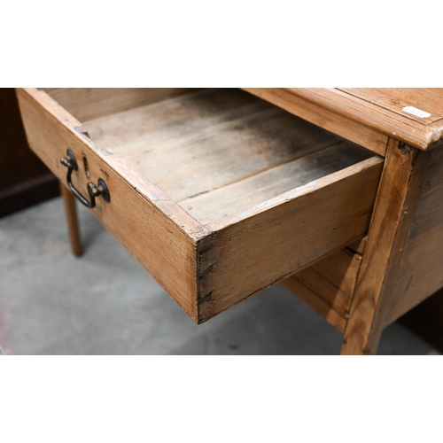 48 - An antique four drawer hall table on tapering square supports, 92 cm x 40 cm x 70 cm high