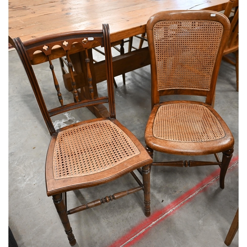 69 - An Edwardian walnut cane seated side chair to/w mahogany nursing chair with caned back and seat (2)