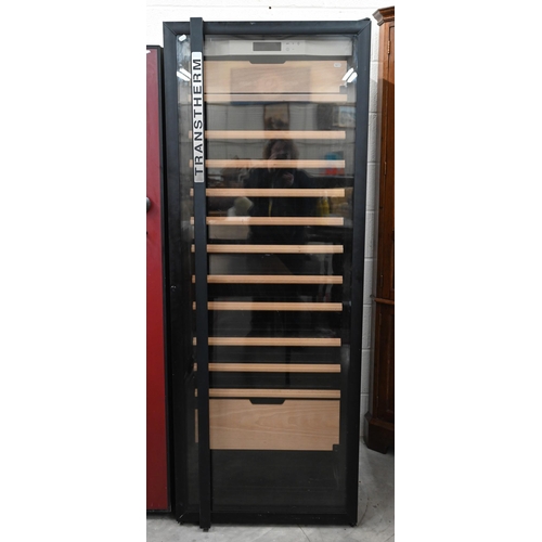 71 - Transtherm Castel Grand model 3TCA3TGV3 black wine fridge with glazed door, 68 cm wide x 66 cm deep ... 