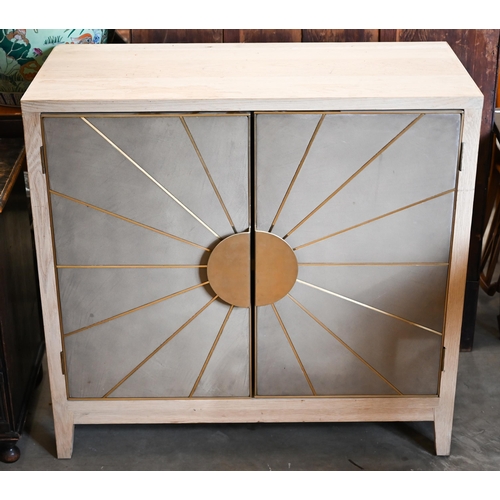 75 - A modern ash two door 'Sunrise' design cabinet, 102 cm wide x 48 cm deep x 98 cm high