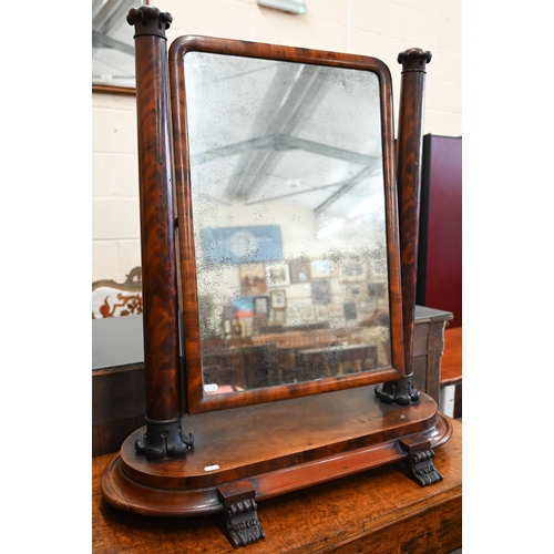 90 - A Regency mahogany dressing table mirror (a/f), 75 x 45 x 80 cm high