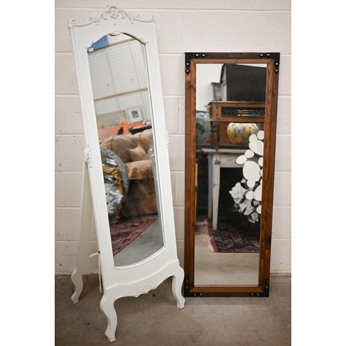 95 - A French style cream painted strut/easel mirror to/w rectangular mirror in hardwood frame (2)