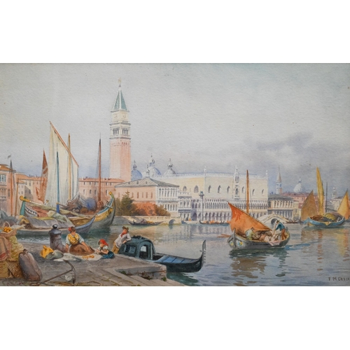 718 - F M Chase (1843-1898) - Venetian view, watercolour, signed lower right, 23 x 35 cm