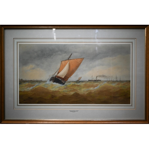 801 - Charles Taylor Jnr (fl 1841-1883) - Three marine scapes - 'Beating into harbour, Lowestoft', signed ... 