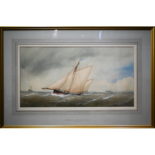 801 - Charles Taylor Jnr (fl 1841-1883) - Three marine scapes - 'Beating into harbour, Lowestoft', signed ... 