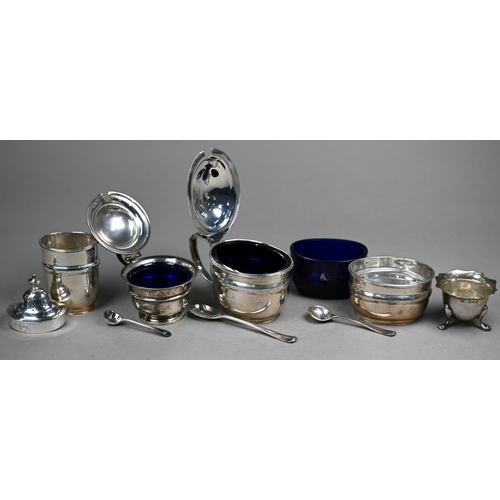 137 - An oval silver three-piece condiment set, William Comyns & Son, London 1936, to/w a (non-matchin... 