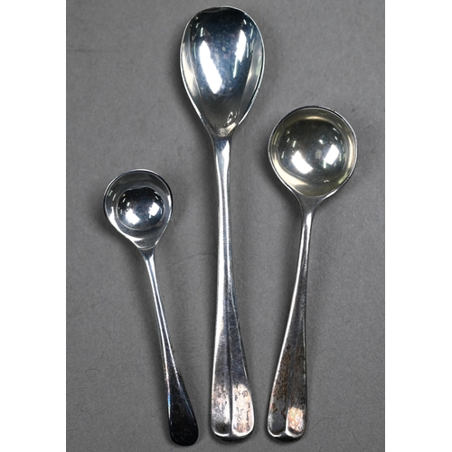 137 - An oval silver three-piece condiment set, William Comyns & Son, London 1936, to/w a (non-matchin... 