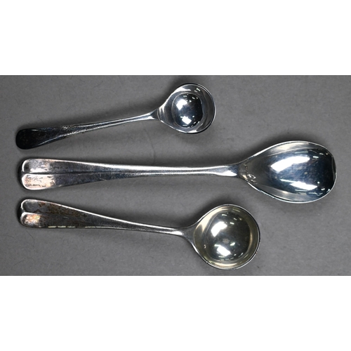 137 - An oval silver three-piece condiment set, William Comyns & Son, London 1936, to/w a (non-matchin... 