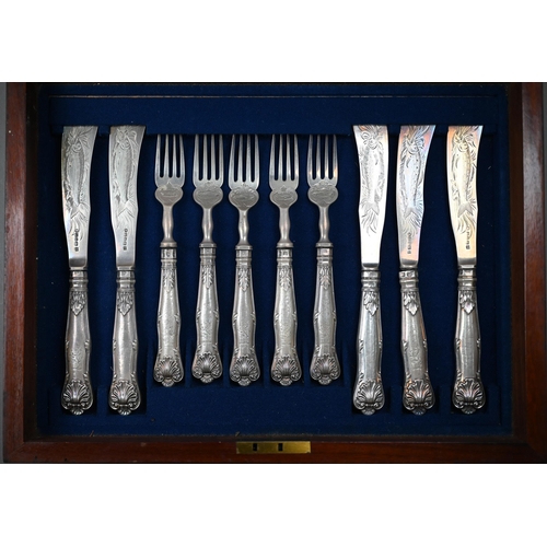 155 - AMENDMENT 16 NOT 12 A Victorian mahogany canteen fitted with a set of sixteen each silver knives and... 