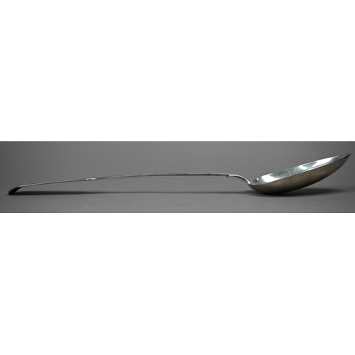 159 - Newcastle assay: A George IV silver fiddle pattern soup ladle, John Walton, Newcastle 1824, to/w a V... 