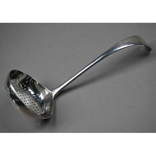 160 - Hester Bateman: a George III old English pattern silver sifter ladle, London 1784 (incuse duty-mark ... 