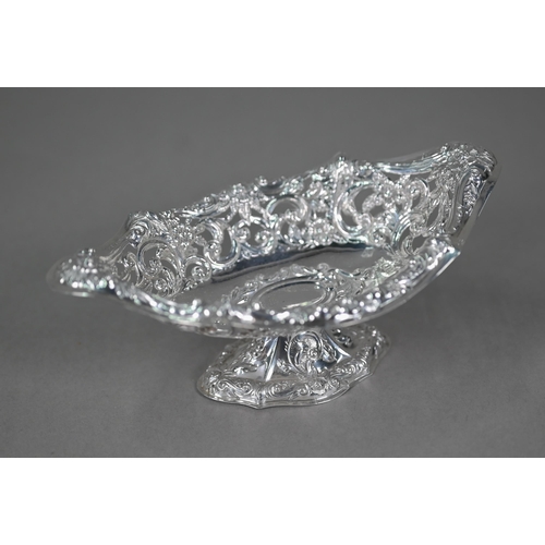 194 - A late Victorian silver bonbon dish with embossed and pierced decoration, Mappin Brothers, London 18... 