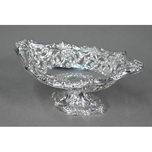 194 - A late Victorian silver bonbon dish with embossed and pierced decoration, Mappin Brothers, London 18... 