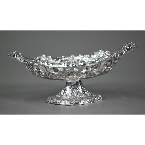 194 - A late Victorian silver bonbon dish with embossed and pierced decoration, Mappin Brothers, London 18... 