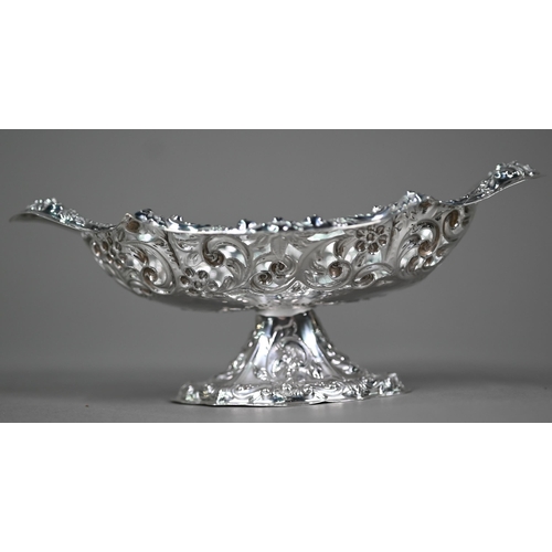 194 - A late Victorian silver bonbon dish with embossed and pierced decoration, Mappin Brothers, London 18... 