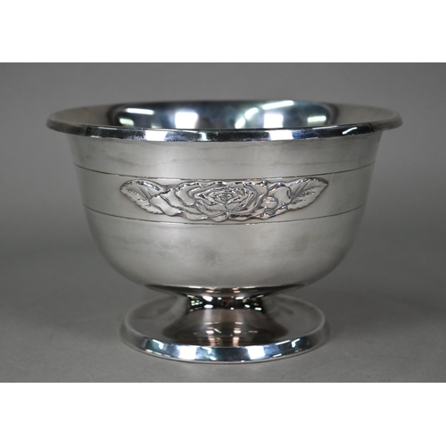 197 - Algernon Asprey 'Year of the Rose' bowl with applied floral emblem, inscribed beneath, London 1980, ... 