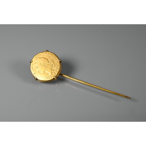 232 - WITHDRAWN A 1791 gold guinea set as a stick pin, approx 8 g all in