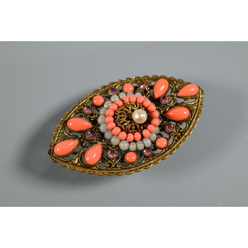 266 - Max Neiger - A Czecholslovakian/Bohemian 1930s vintage brooch in the Chinese manner featuring pagoda... 