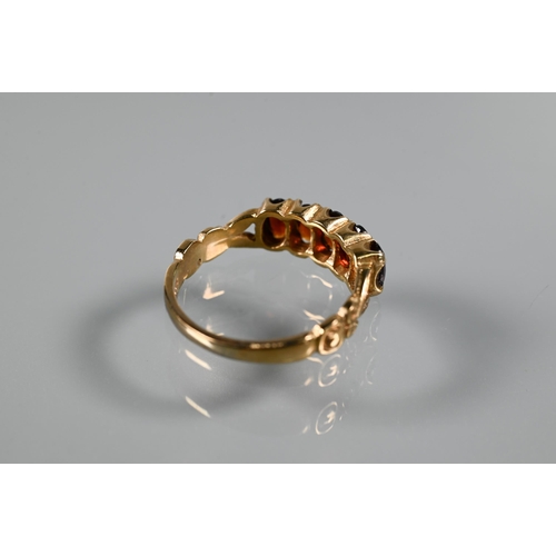 268 - Three rings - a rectangular step cut citrine in 9ct yellow gold shank with decorative plume shoulder... 