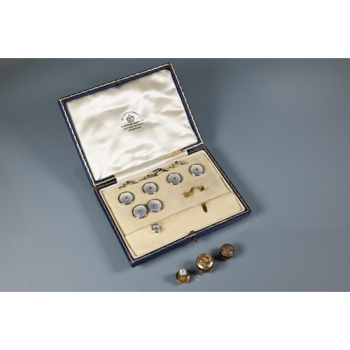 273 - A cased set of 9ct yellow gold and mother-of-pearl set studs and cufflinks (incomplete) to/w unassoc... 