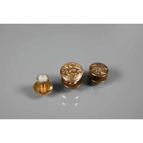 273 - A cased set of 9ct yellow gold and mother-of-pearl set studs and cufflinks (incomplete) to/w unassoc... 