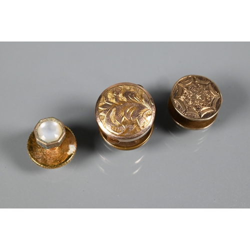 273 - A cased set of 9ct yellow gold and mother-of-pearl set studs and cufflinks (incomplete) to/w unassoc... 