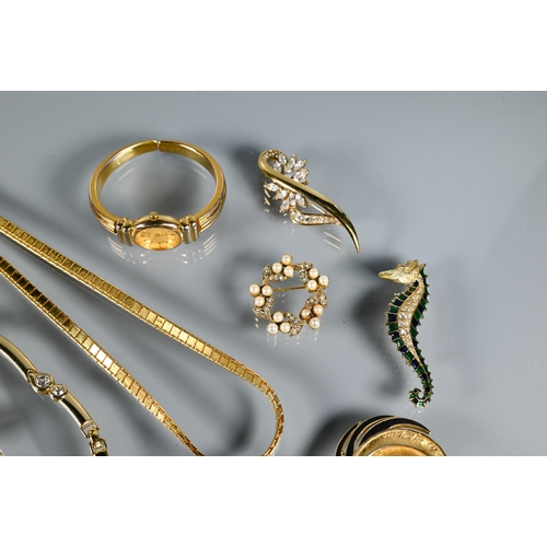 280 - Vintage and modern designer gilt metal jewellery including Christian Dior necklace and matching earr... 