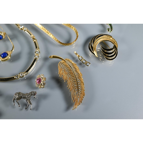 280 - Vintage and modern designer gilt metal jewellery including Christian Dior necklace and matching earr... 