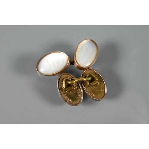 290 - A pair of moonstone-set chain link cufflinks, a pair of rectangular gilt metal swivel cufflinks and ... 