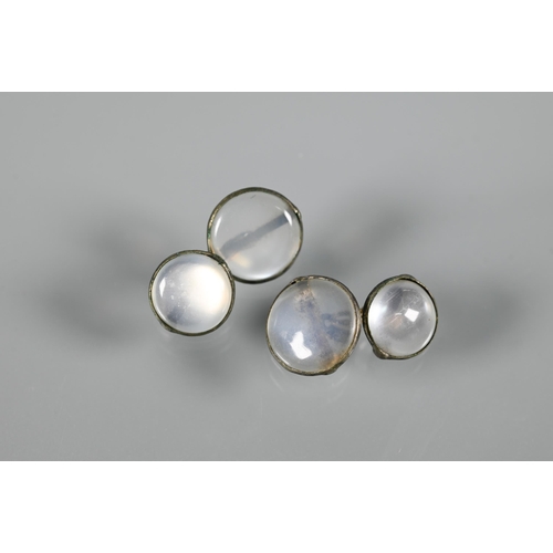 290 - A pair of moonstone-set chain link cufflinks, a pair of rectangular gilt metal swivel cufflinks and ... 