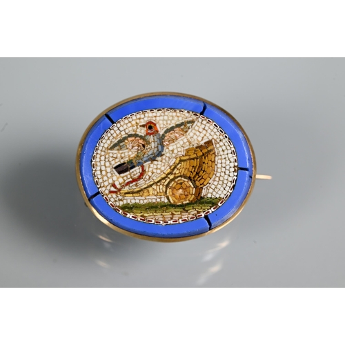 298 - A Victorian 'Grand Tour' micro-mosaic necklace, the ten graduated oval plaques featuring birds, dogs... 