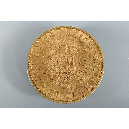 319 - A Wilhelm I (Prussia) 1882 20 Mark gold coin