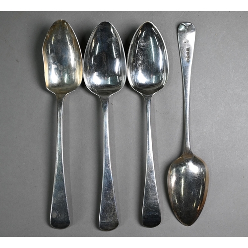 33A - Two pairs of George III silver old English pattern tablespoons, London 1806/10, 8.5oz (one af)