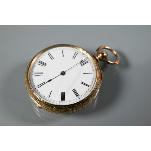 436 - American Watch Co., Waltham, a 10K gold open faced fob watch, the rear wind movement with white enam... 