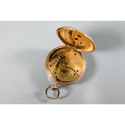 436 - American Watch Co., Waltham, a 10K gold open faced fob watch, the rear wind movement with white enam... 