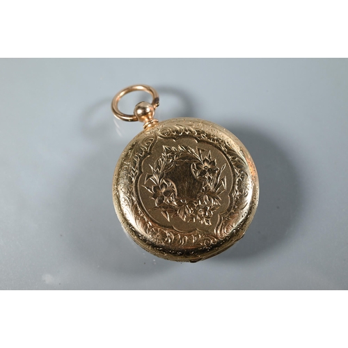 436 - American Watch Co., Waltham, a 10K gold open faced fob watch, the rear wind movement with white enam... 