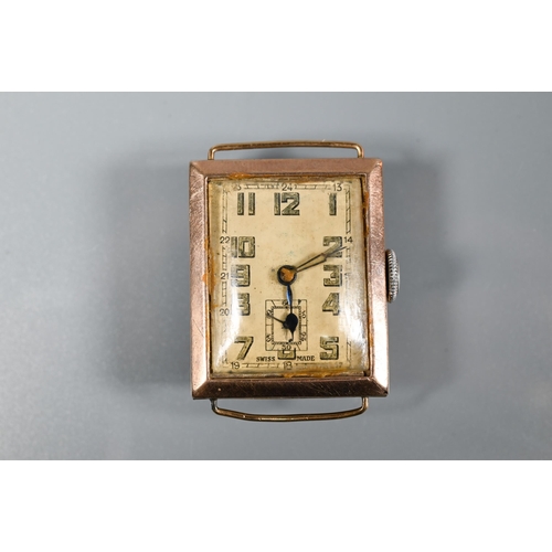 442 - A 1930s 9ct gent's wristwatch, Swiss movement, 16g all-in