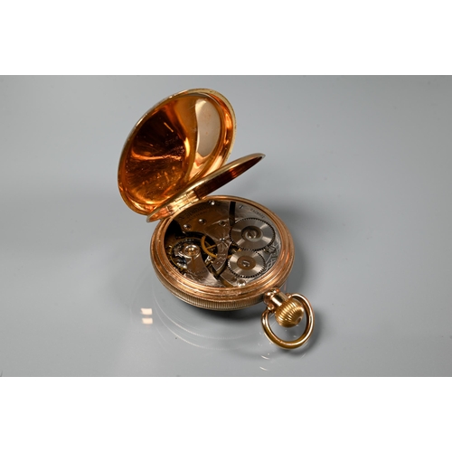 443 - A Waltham pocket watch, Dennison cased, the crown wind movement with white enamelled dial with Roman... 