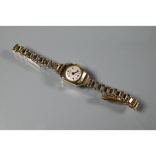 445 - A Teriam 9ct gold ladies wrist watch, on link bracelet, 12g all-in to/with a Sekonda gilt ladies bra... 