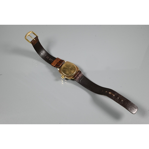 447 - A WWII period gents Rolex Oyster wristwatch, yellow metal 27 mm cushion case, the dial with Arabic n... 