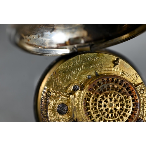 454 - Alexander Hollisone, Liverpool, a Georgian silver cased pocket watch, chain fusee key wind movement,... 