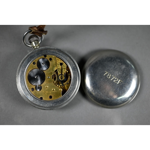 457 - Williamson Ltd, London, No. 7872F, a WWI military pocket watch, subsidiary seconds, 50 mm dia.