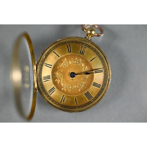 458 - Mayer, Madder & Co. Bloomsbury, a small 18k ladies fob watch, the key wind movement with engine ... 