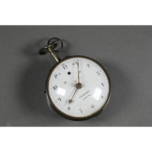 460 - A George III pair case watch, the verge movement no 25455 with chain fusée and four plain tur... 